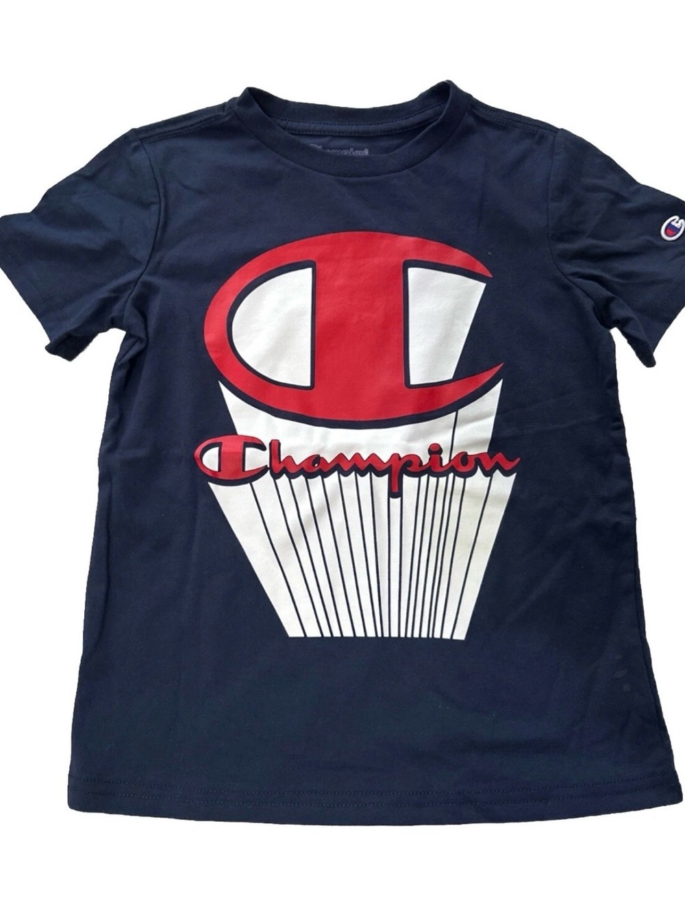 Champion Kids Navy Short-Sleeve Logo Tee - Navy/Red/White Size 4